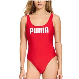 PUMA One Piece Swimsuit Low Back Logo RED Women’s Size Large